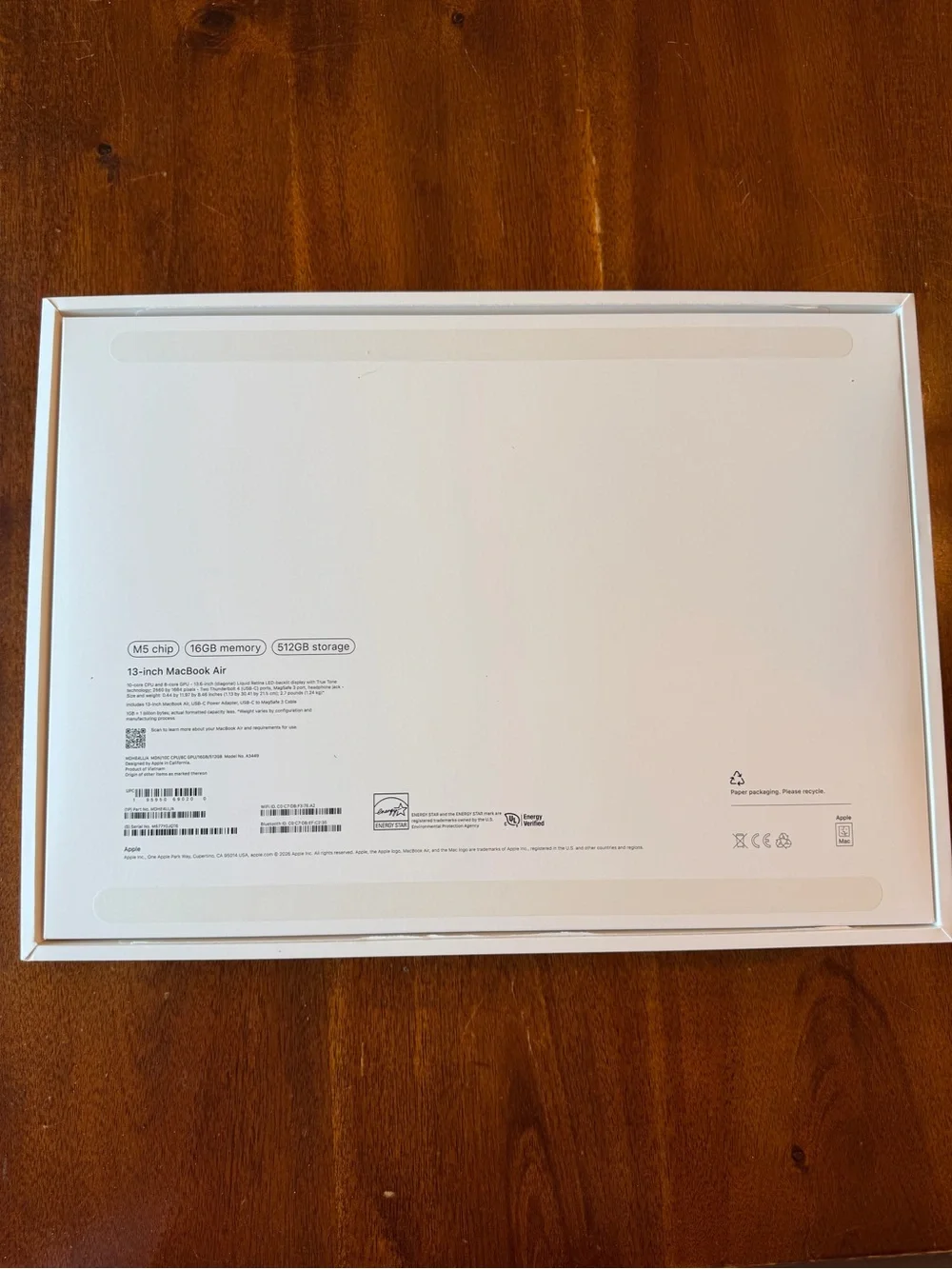 Apple MacBook Air 13”- Silver EMPTY BOX ONLY